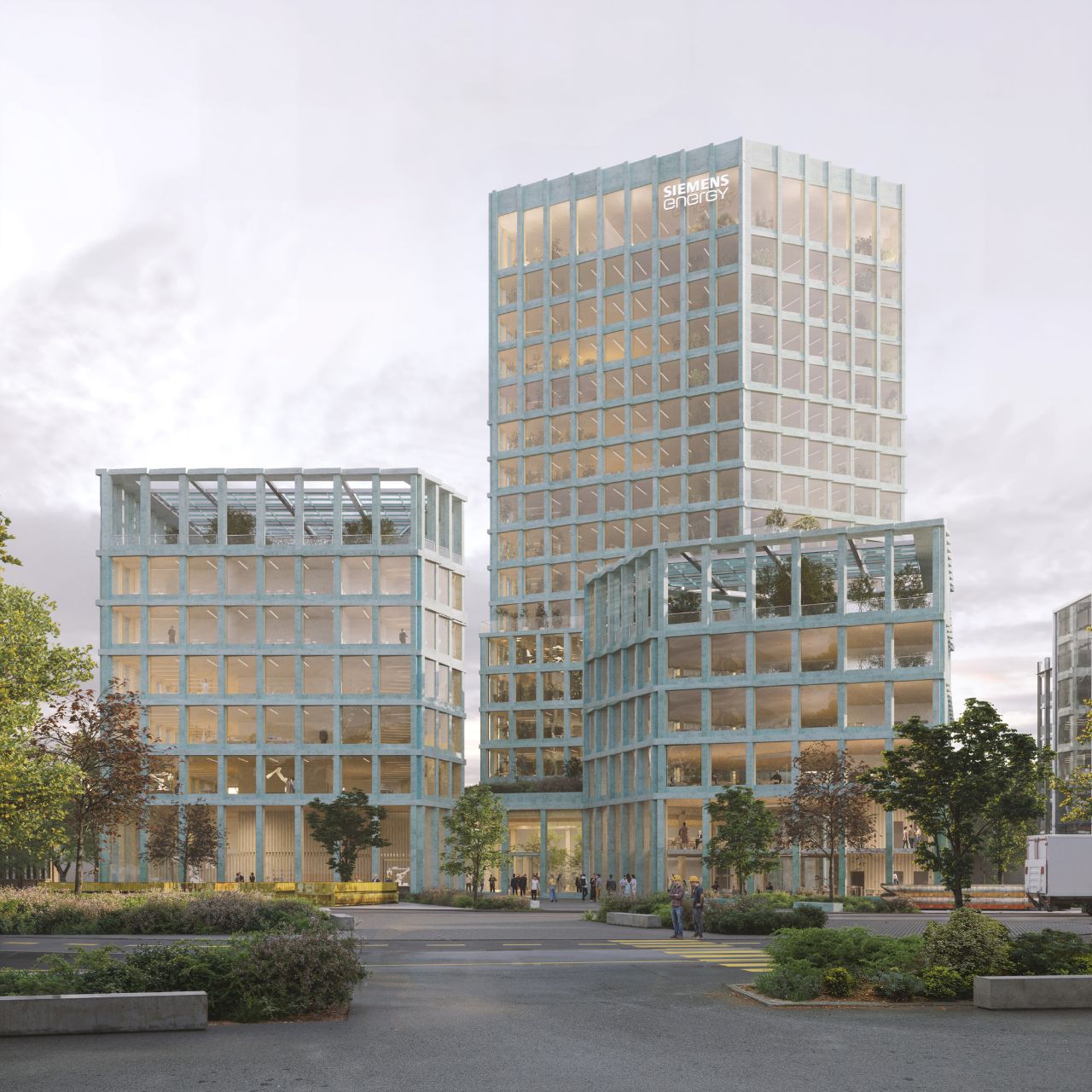 Visualisierung des neuen Hochhausensembles in Moabit