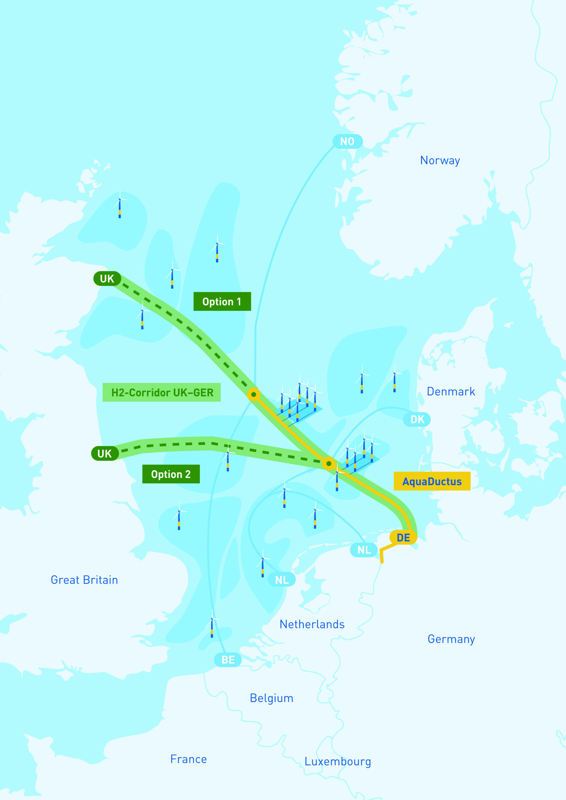 UK Germany Hydrogen Interconnector Map