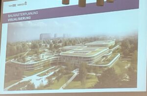 Diese Visualisierung eines neuen Zentralklinikums auf dem Gelände des Medienparks präsentierte die Mainzer Unimedizin am Donnerstag im Bauausschuss. – Foto: gik