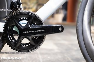 Die Shimano Dura Ace-Kurbel ist mit 4iiii-Powermeter aufgewertet.