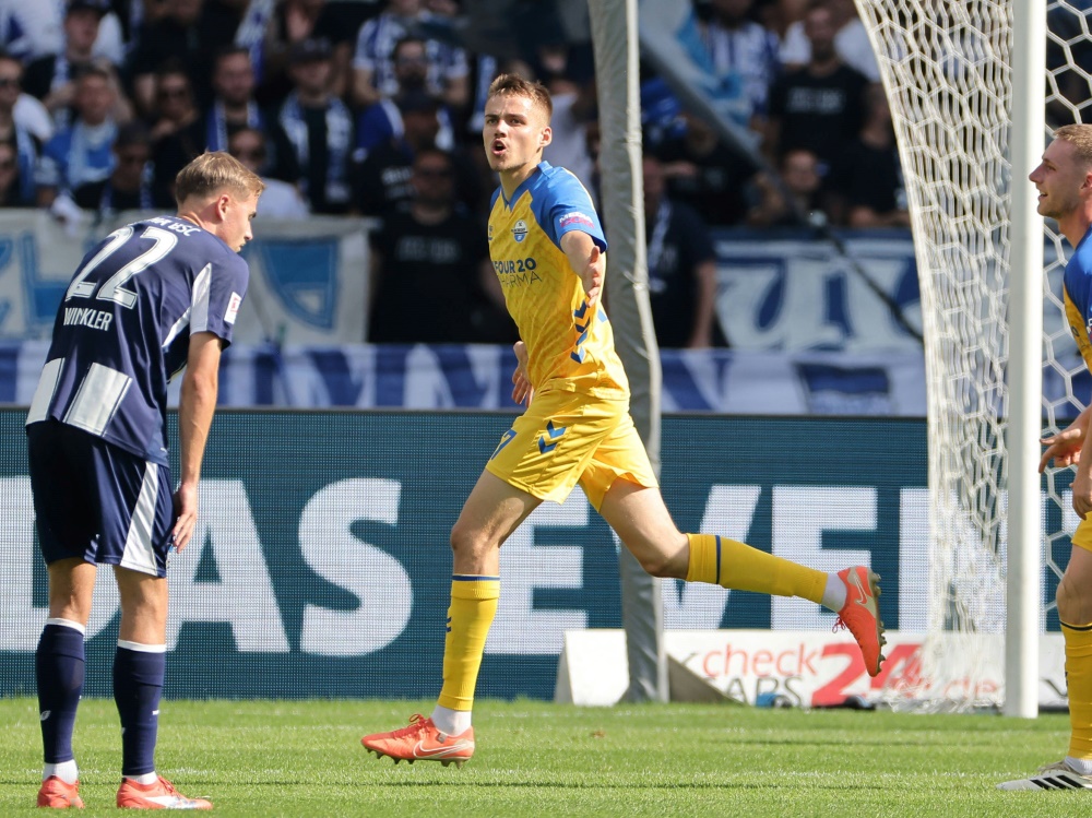 Filip Bilbija jubelt nach seinem ersten Tor (Foto: www.imago-images.de/www.imago-images.de/SID/IMAGO/O.Behrendt)