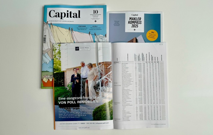 Capital Makler-Kompass 2025: VON POLL IMMOBILIEN holt erneut die meisten Auszeichnungen
