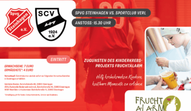 Benefizspiel für Kinderkrebsprojekt am Samstag: Spvg Steinhagen vs. SC Verl