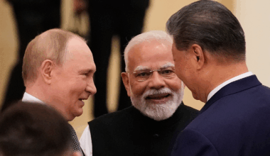 Gipfeltreffen führender Politiker aus China, Russland und Indien im Rahmen der Shanghai Cooperation Organisation