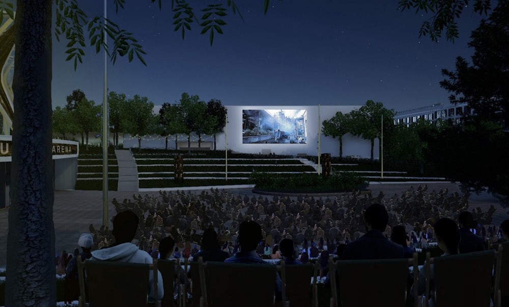 Auf einem Screen an der Fassade des Parkhauses wären künftig beispielsweise Kinoveranstaltungen denkbar.