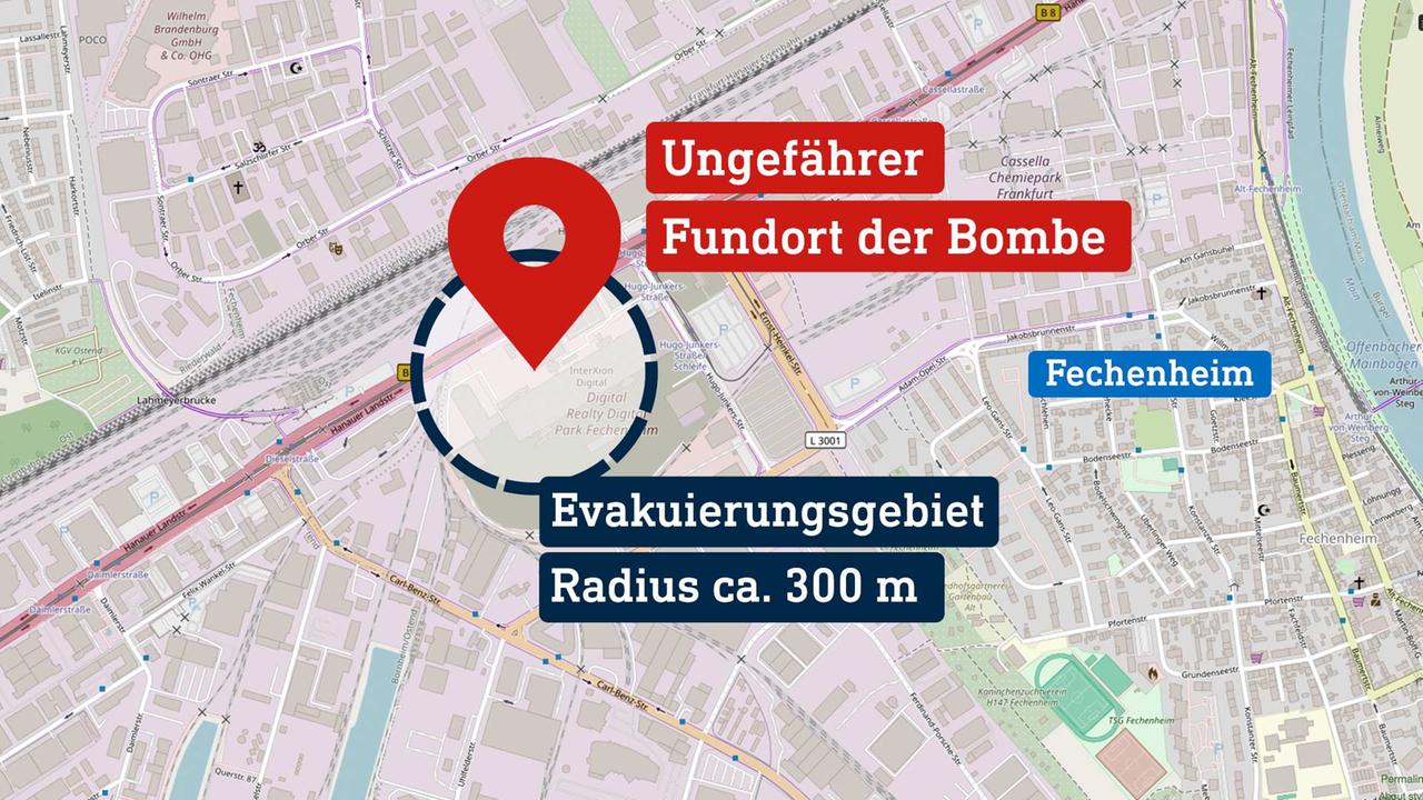Hessen: Weltkriegsbombe in Frankfurt-Fechenheim: Hanauer Landstraße gesperrt