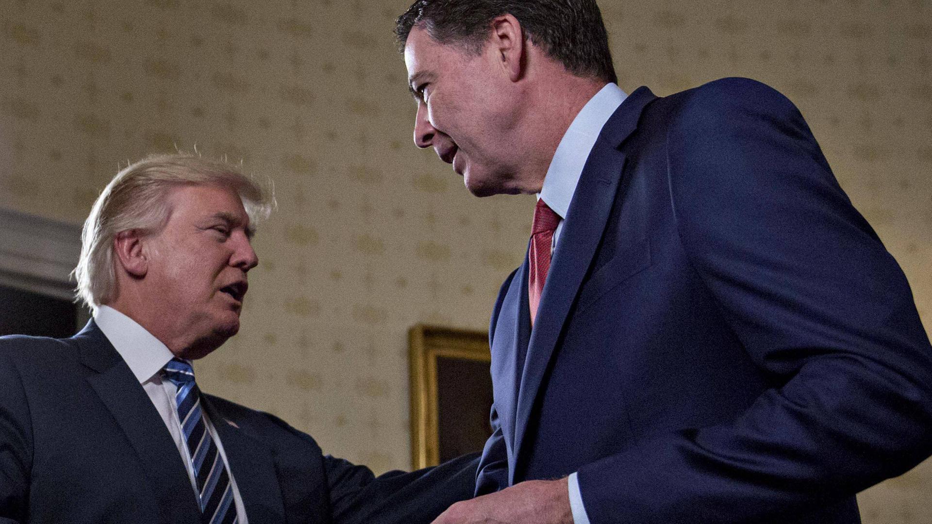 Donald Trump und James Comey schütteln sich die Hände.