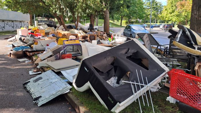 Sperrmüll in Stuttgart: Stuttgarter Straßenbild des Grauens – Sperrmüll blockiert ganzen Grünstreifen