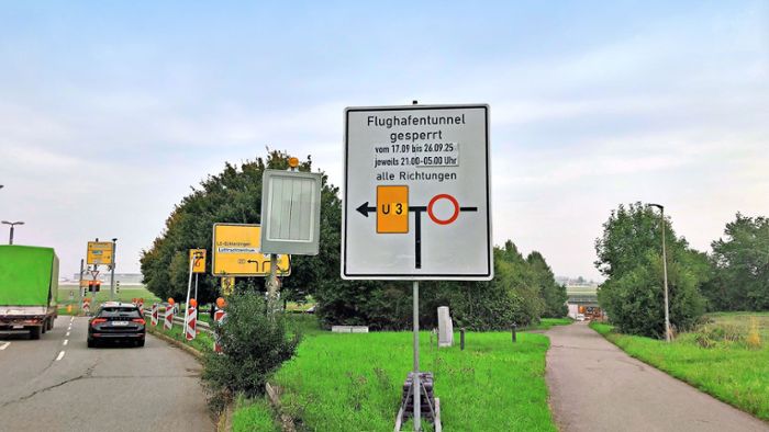 Verkehr in Stuttgart: Umwege für Autofahrer - Flughafentunnel nachts gesperrt