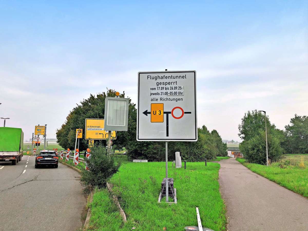 Verkehr in Stuttgart: Umwege für Autofahrer - Flughafentunnel nachts gesperrt