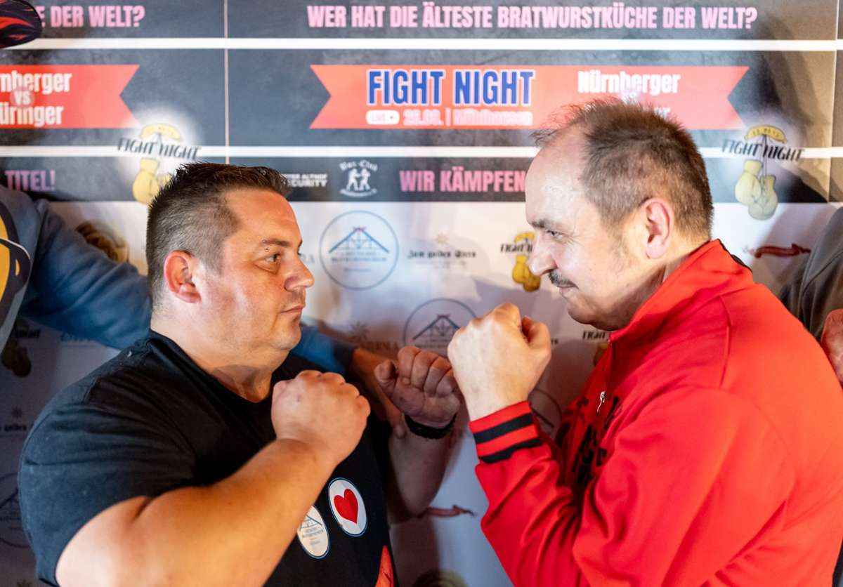 Sie wollen für den Bratwurst-Kampf in den Ring steigen: die Amateurboxer Hasan Arli und Kay Löwentraut.