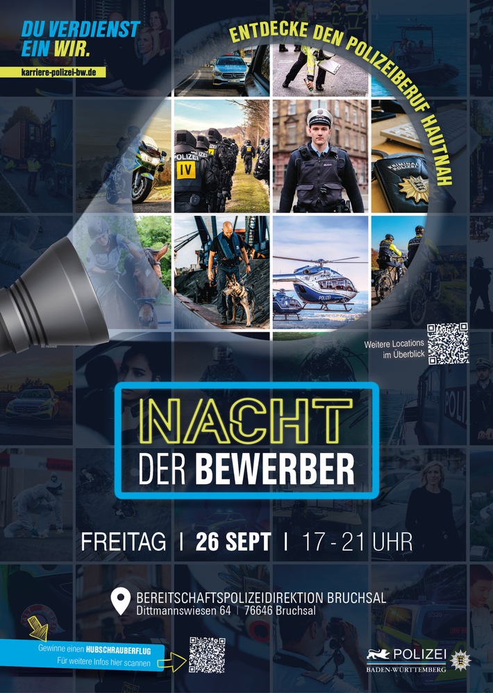 POL-MA: Mannheim/Karlsruhe/Bruchsal: Polizeipräsidien Mannheim und Karlsruhe laden zur "Nacht der Bewerber" am 26. September 2025