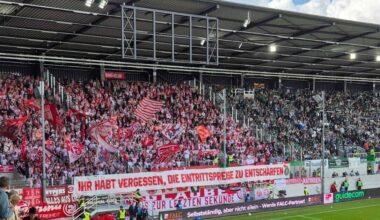 F95-Fans mit Banner gegen Ticketpreise von Preußen Münster