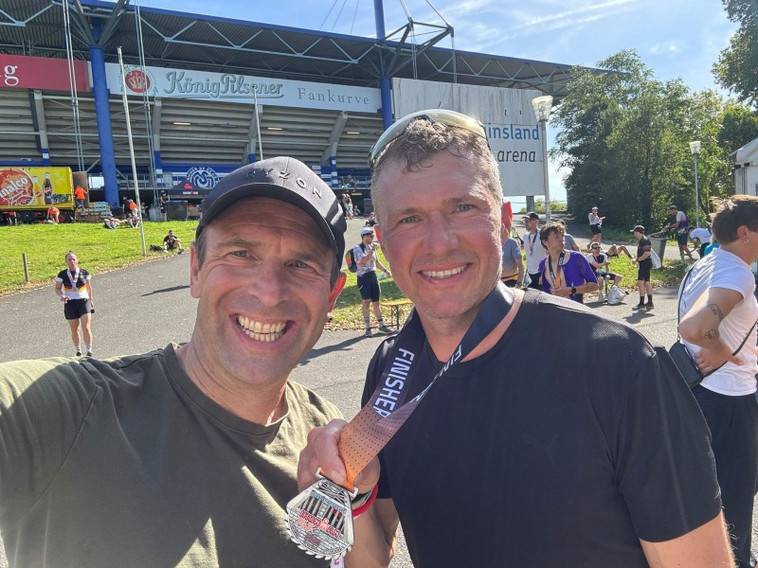 Jobst und Fink von F95 waren beim Ironman in Duisburg dabei