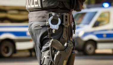 Polizist mit Handschellen