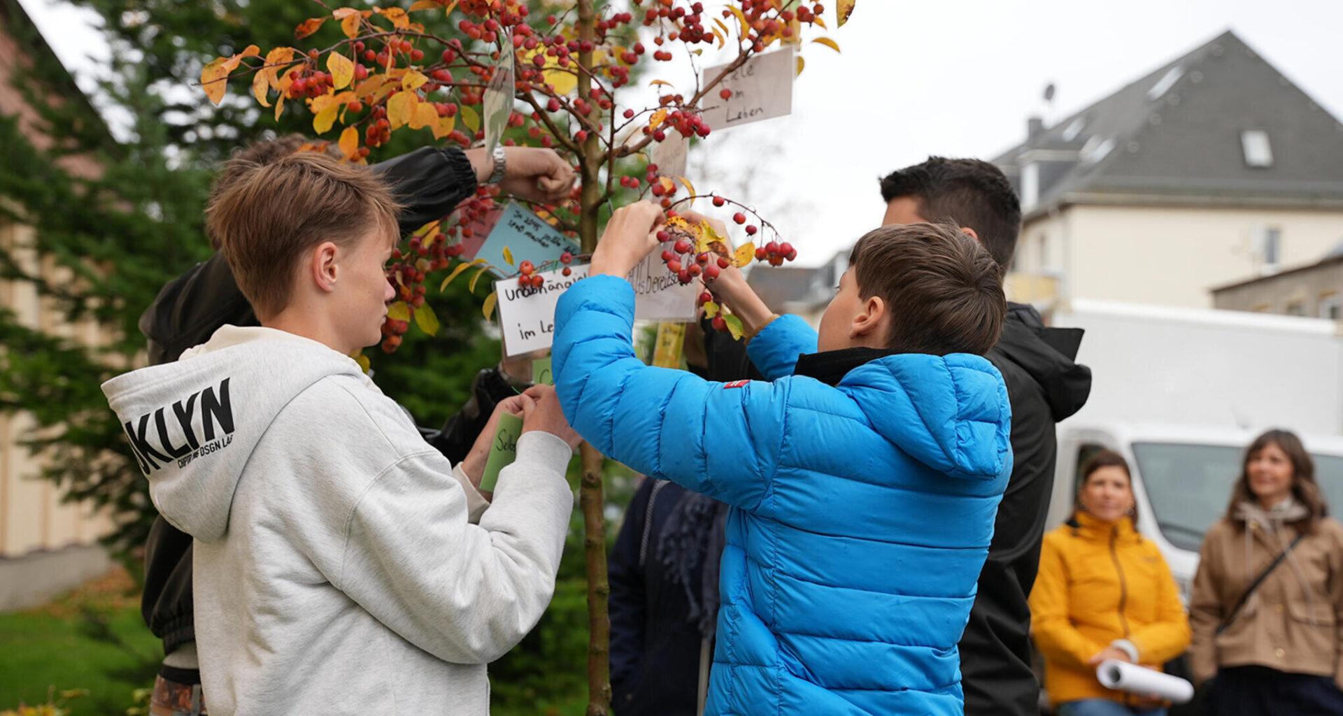 Chemnitzer Schüler lassen ihre Wünsche an Bäumen wachsen