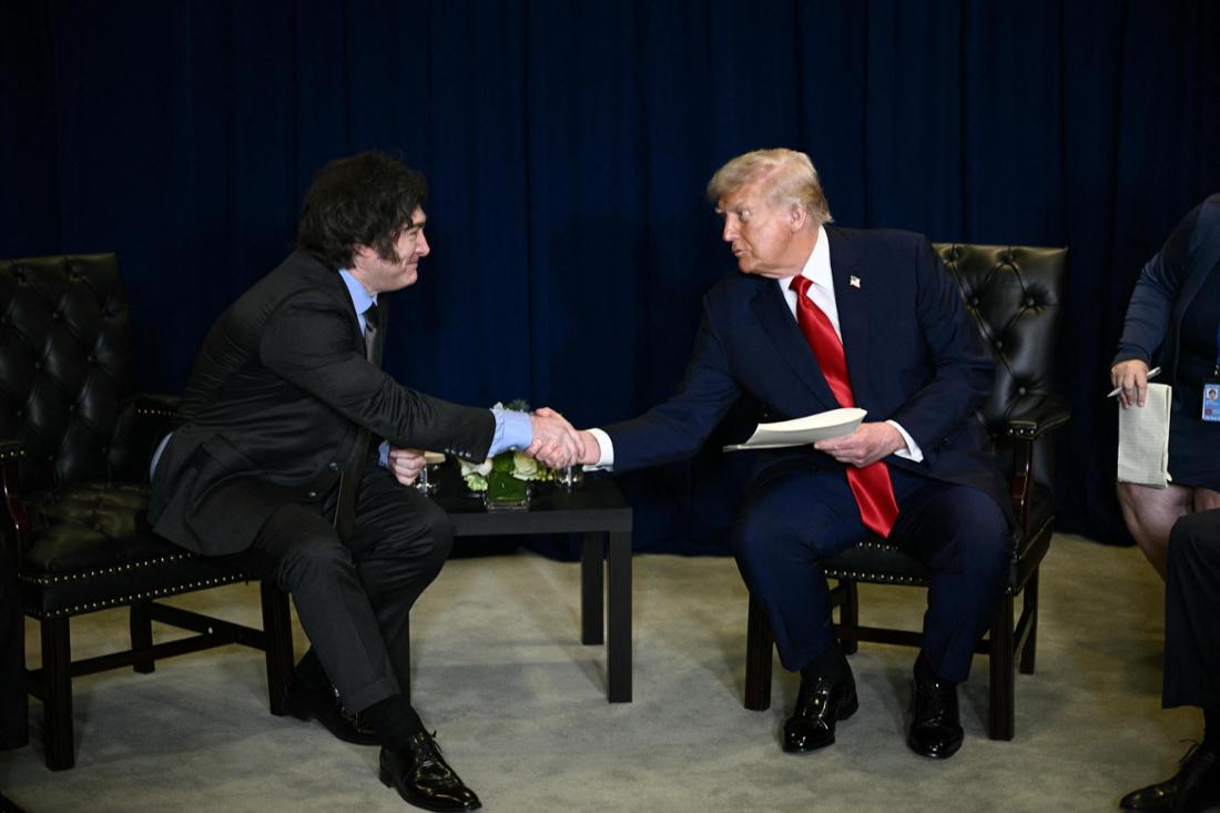 US-Präsident Donald Trump am Rande der Generalversammlung der Vereinten Nationen in New York City mit dem argentinischen Präsidenten Javier Milei. 