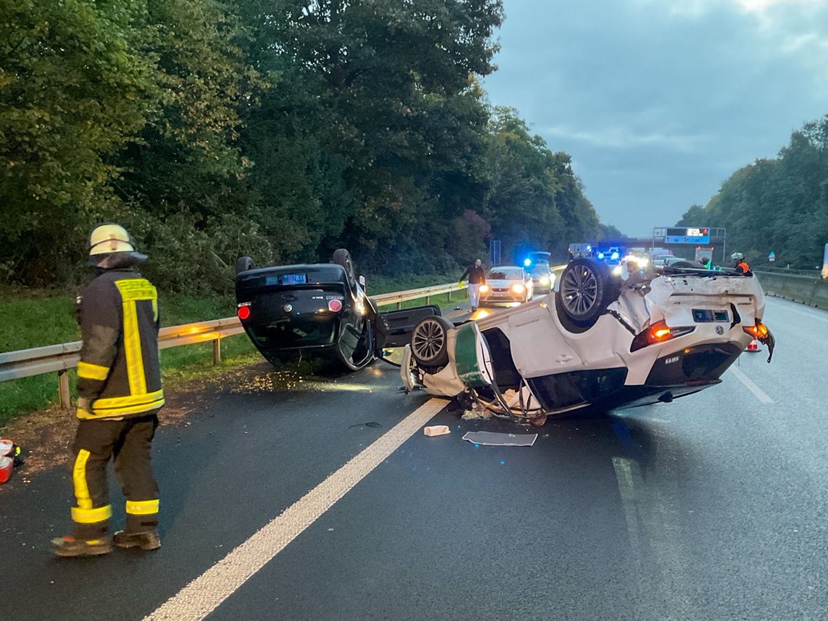 Unfall! Autos überschlagen sich auf der A42 bei Dortmund ++ 3 Verletzte