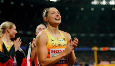 Gina Lückenkemper nach der 4x-100-Meter-Staffel bei der WM 2025