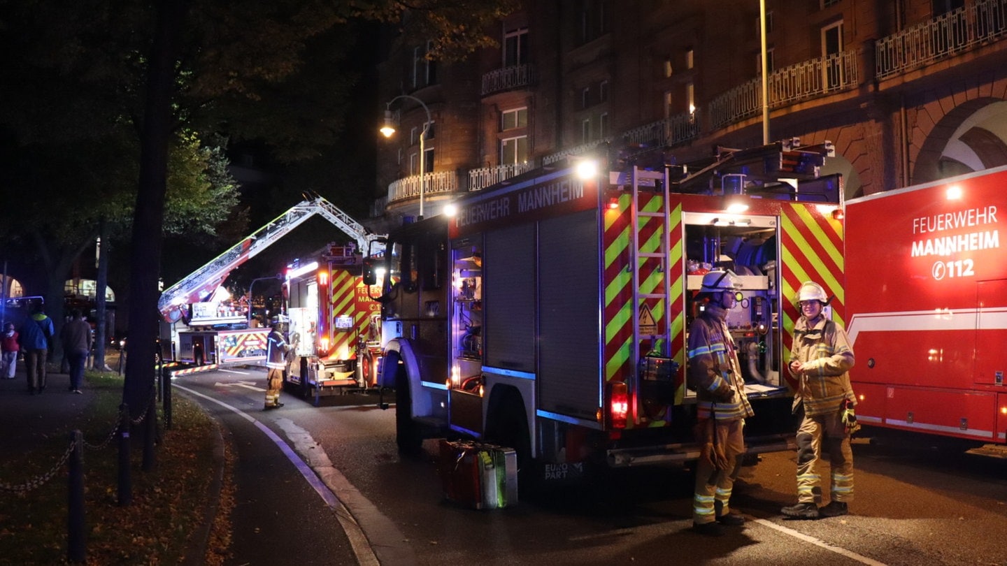 Brand in Gebäude am Mannheimer Wasserturm