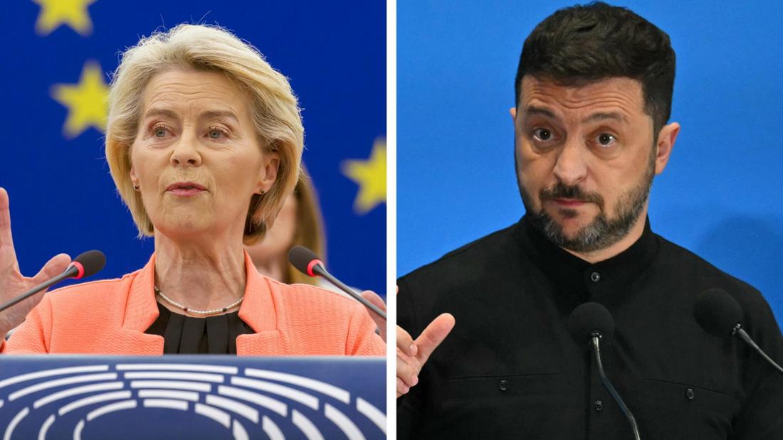 EU-Kommissionspräsidentin Ursula von der Leyen und der ukrainische Präsident Wolodymyr Selenskyj.