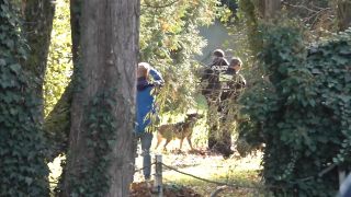 Polizei ermittelt im Fall Rebecca wegen eines Tötungsdelikts 20.10.2025, Brandenburg, Tauche: Einsatzkräfte der Polizei arbeiten auf einem Grundstück in Tauche (Landkreis Oder-Spree). (Quelle: Ivo Böhme/dpa)