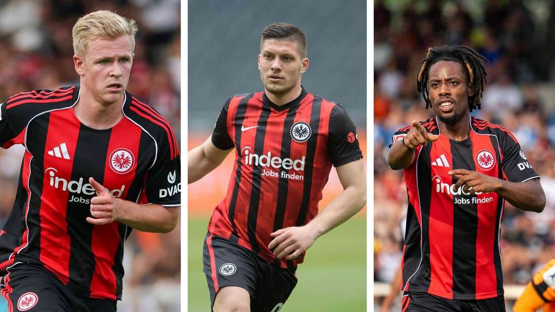 Jonathan Burkardt (l.) Luka Jovic und Elye Wahi (r.) gehören zu den teuersten Neuzugängen von Eintracht Frankfurt. 