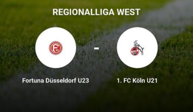 Das Team der Fortuna Düsseldorf U23 gegen den 1. FC Köln U21 trennen sich unentschieden