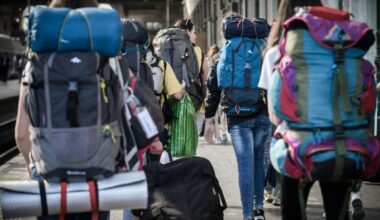Junge Menschen mit Rucksack
