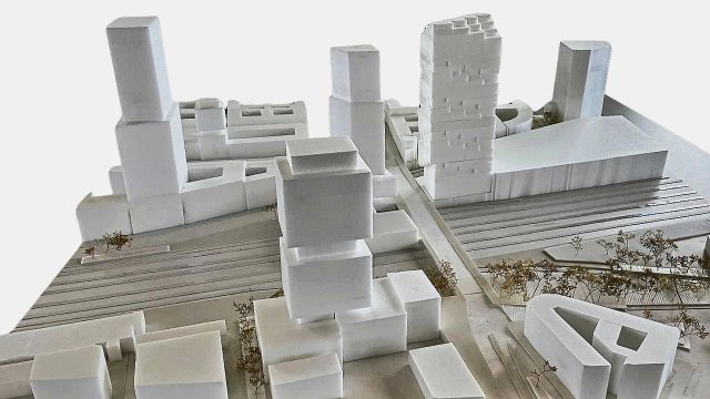 So stellen sich Planer das Hochhausensemble an der Warschauer Brücke vor.