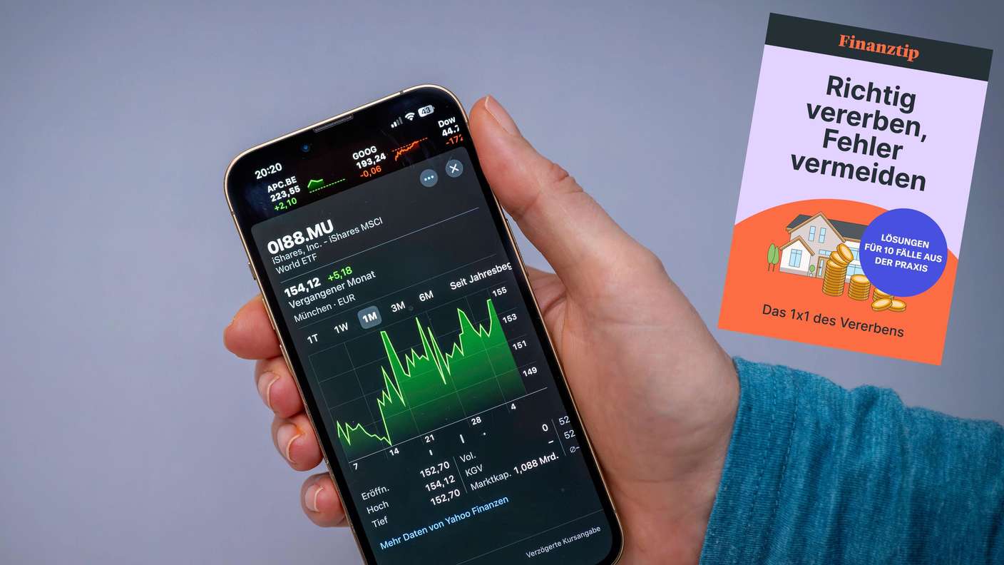 Smartphone mit Broker, Kursverlauf zu sehen, Aktien.