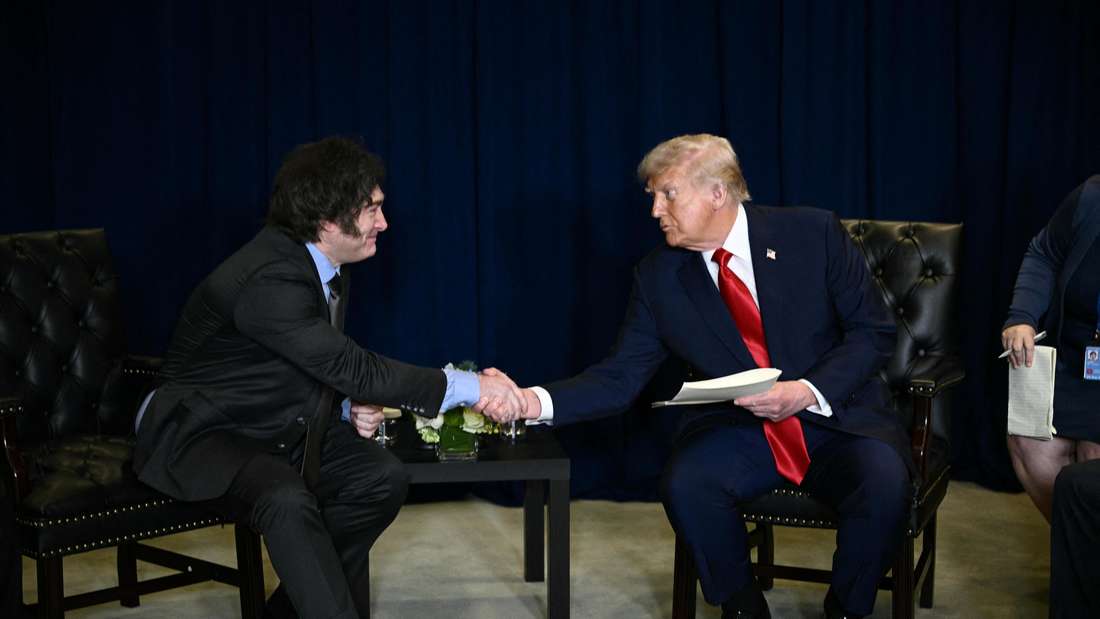 US-Präsident Donald Trump am Rande der Generalversammlung der Vereinten Nationen in New York City mit dem argentinischen Präsidenten Javier Milei. 