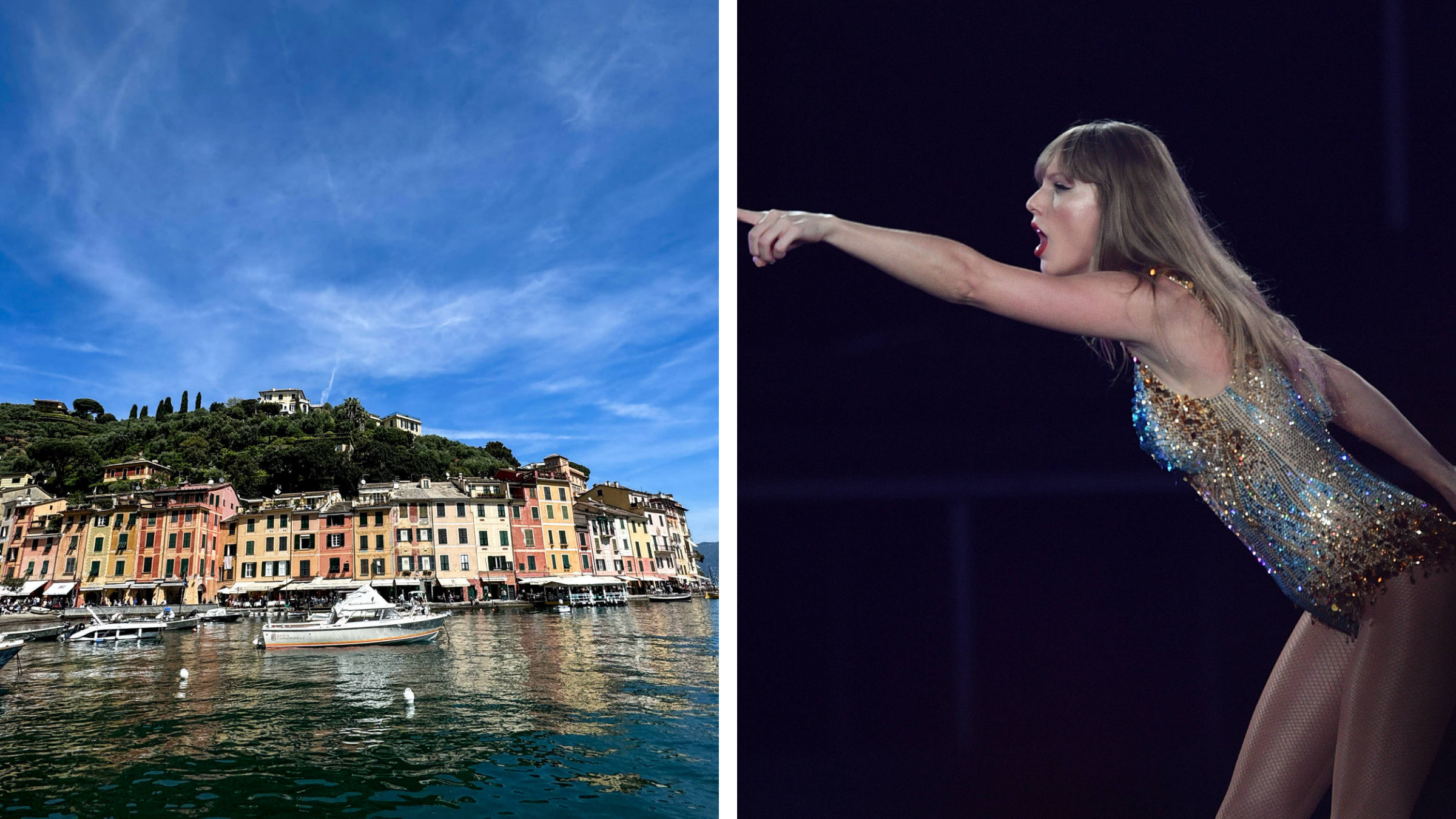 Collage von Portofino und Taylor Swift
