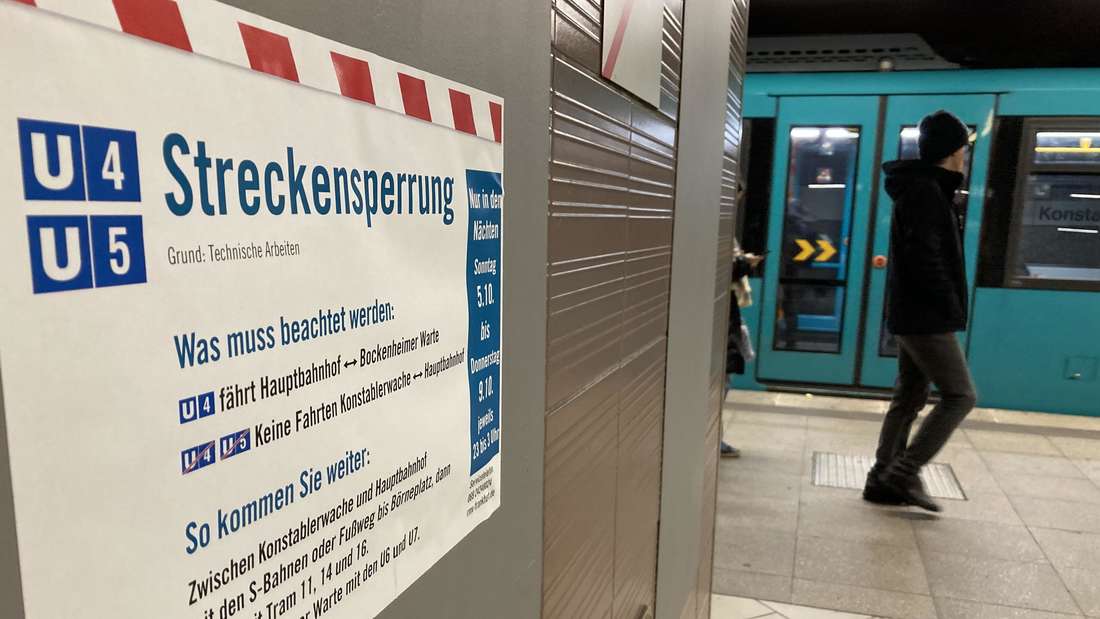 U-Bahnhof Konstablerwache: Zwischen hier und dem Hauptbahnhof fahren spätabends dieser Tage U4 und U5 nicht. Zugleich fährt die S-Bahn viel seltener.