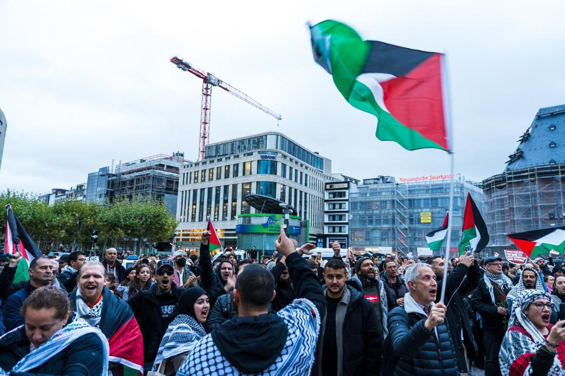 Palästina-Demo am Dienstagabend in Frankfurt.