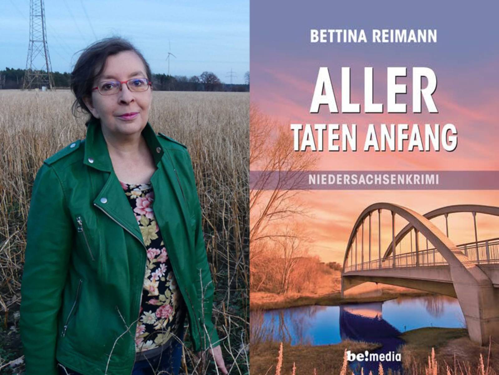 Bildcollage von der Autorin Bettina Reimann und ihrem Buch „Aller Taten Anfang“