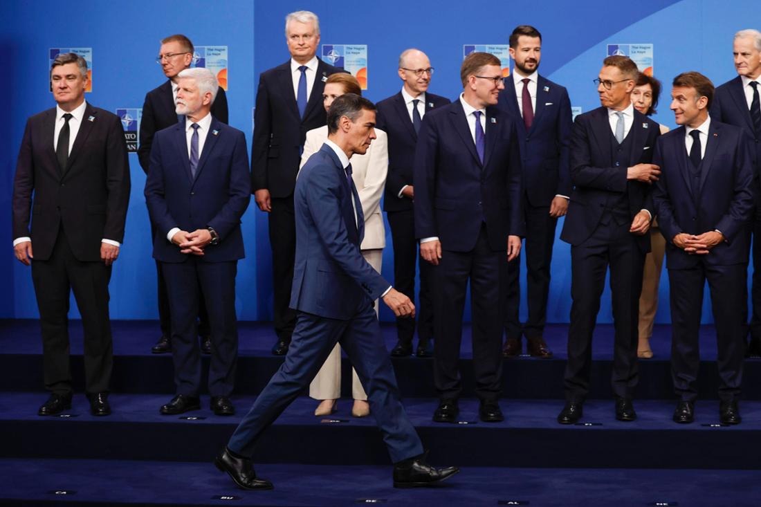 Pedro Sanchez kommt zum NATO-Gipfel am 25. Juni 2025 in Den Haag.  