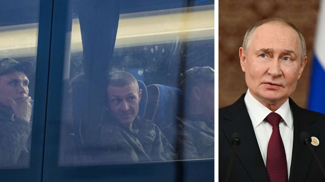 Soldaten im Bus und Putin