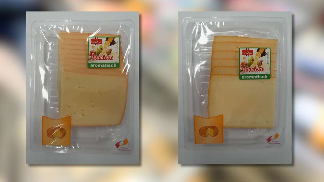 Raclette Entremont Scheiben in verschiedenen Verpackungsgrößen.