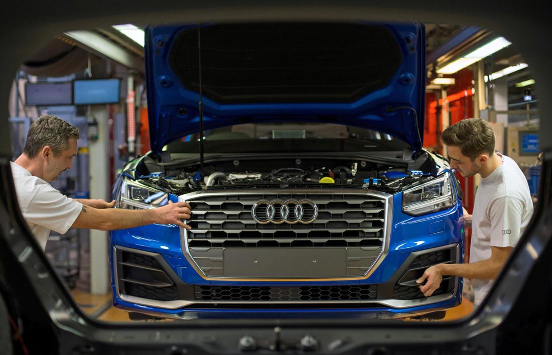 Produktion im Audi-Stammwerk in Ingolstadt, Bayern. 