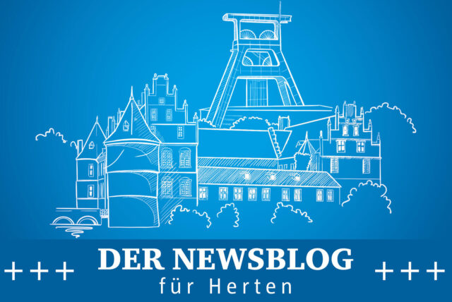 Unsere Grafik zeigt Umrisse von markanten Bauwerken in der Stadt Herten.
