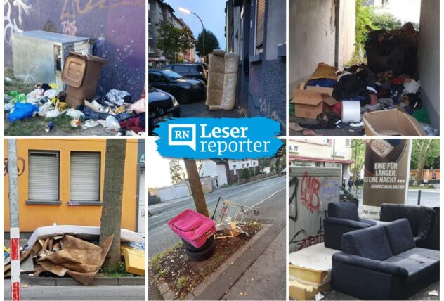 Foto-Collage aus Leserfotos, die illegale Müllhalden in Dortmund zeigen.