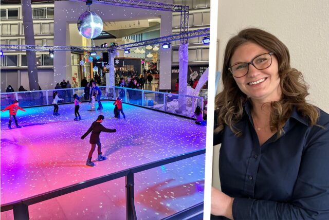 Eine solche Kunsteisbahn – hier an einem anderen Veranstaltungsort – wird im Dezember in Eving aufgebaut sein. Das kündigt Stadtbezirkskoordinatorin Larissa Reckels an.