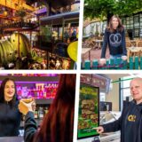 Das viergeteilte Bild zeigt oben links das Restaurant Foodgarage Moto59, oben rechts Pächterin Tatjana Schüle vor dem Restaurant Alt Westerholt, unten rechts Inhaber Sascha Lange im Schnellrestaurant Subway und unten links eine Mitarbeiterin hinter dem Tresen im Café BarOlo.