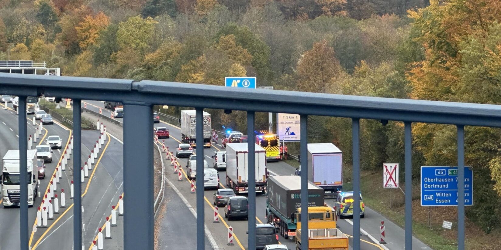 Unfall auf der A45 kurz vor der Abfahrt Dortmund-Süd: Ein Fahrstreifen zeitweise gesperrt