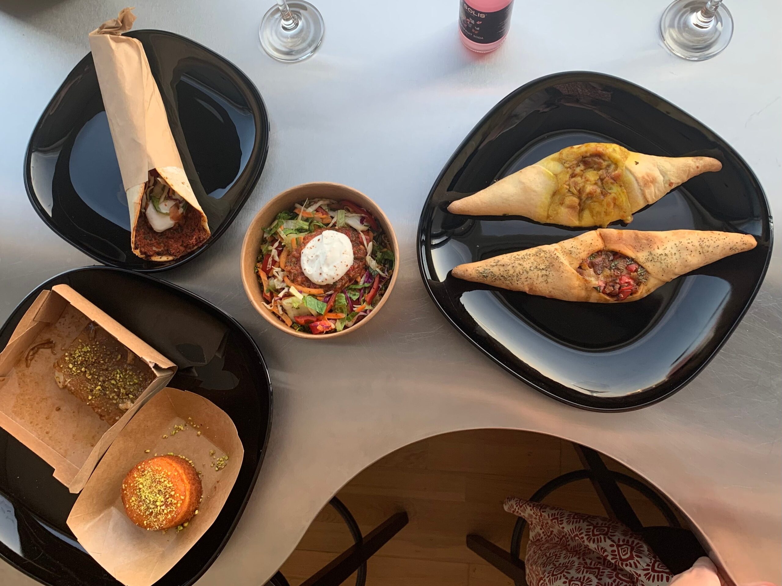A table of food at Feyrouz in Athens.