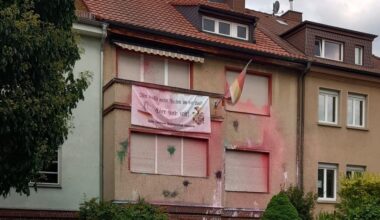 Das Haus der Burschenschaft „Germania“ in Giebichenstein ist immer wieder mit Farbbeuteln beworfen worden.