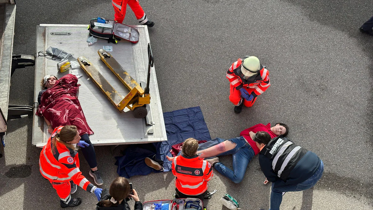 Große Rettungsübung mit Knalleffekten im Gewerbegebiet Riemerling-West - Landkreis München