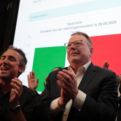 Torsten Burmester auf seiner Wahlparty in der Malzmühle.