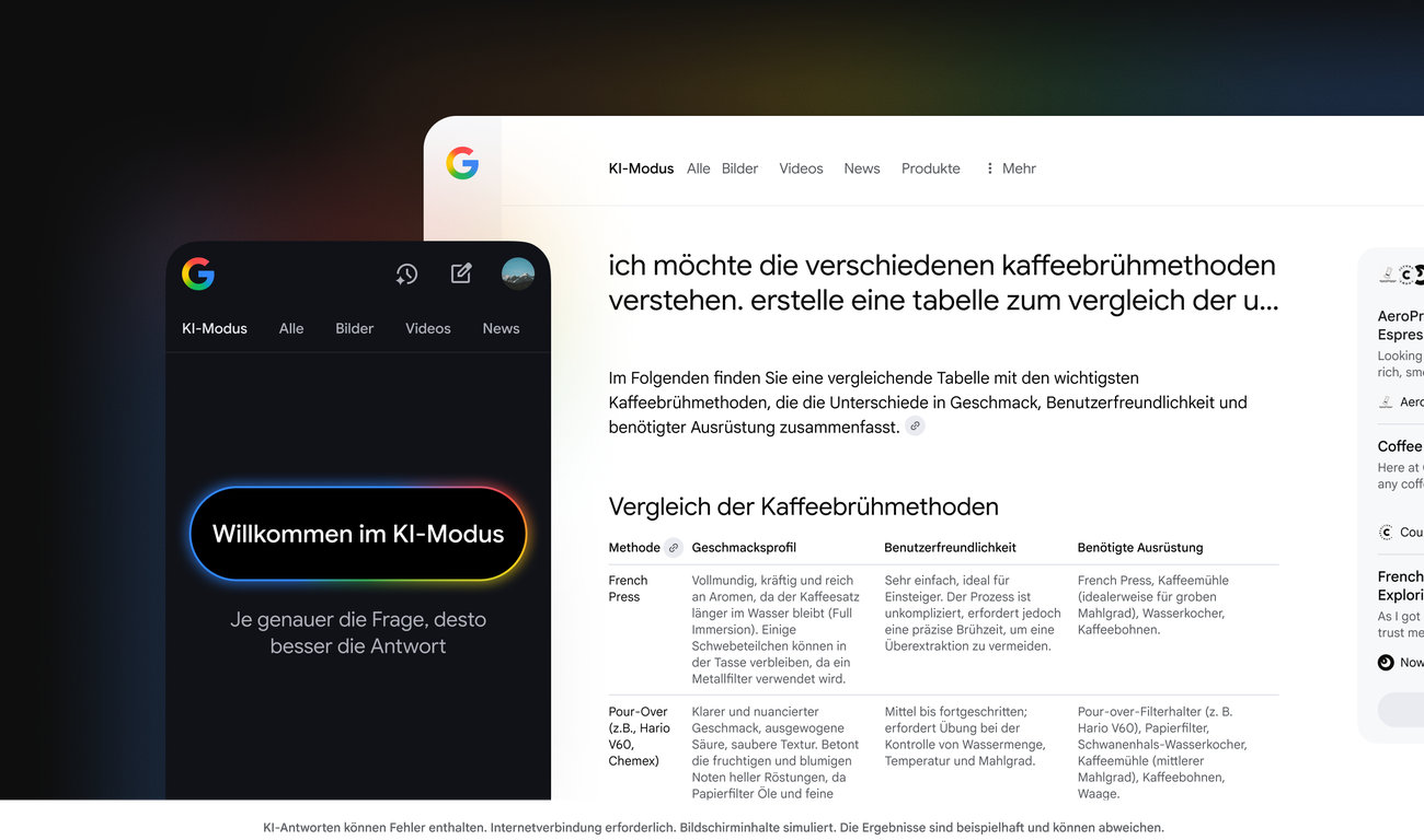 Der KI-Modus startet in Deutschland, Österreich und der Schweiz